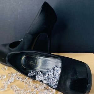 Yves Saint Laurent Black Satin Tribtoo 80 Heels Size 36.5